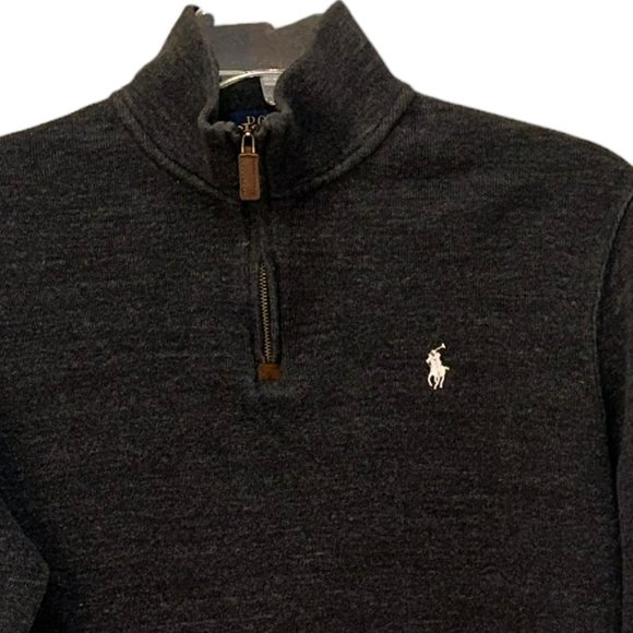 Polo Ralph Lauren Cotton 1/4 Zip Grey Mock Neck Sweater Size Large - Picture 2 of 5